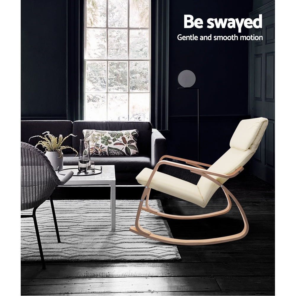 Hlpmedical Artiss rocking armchair with bentwood design, comfortable nursing recliner for relaxing or support.