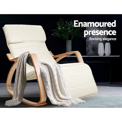 Beige Artiss rocking armchair footrest by Hlpmedical, featuring a plush upholstered design for comfortable seating and relaxation.