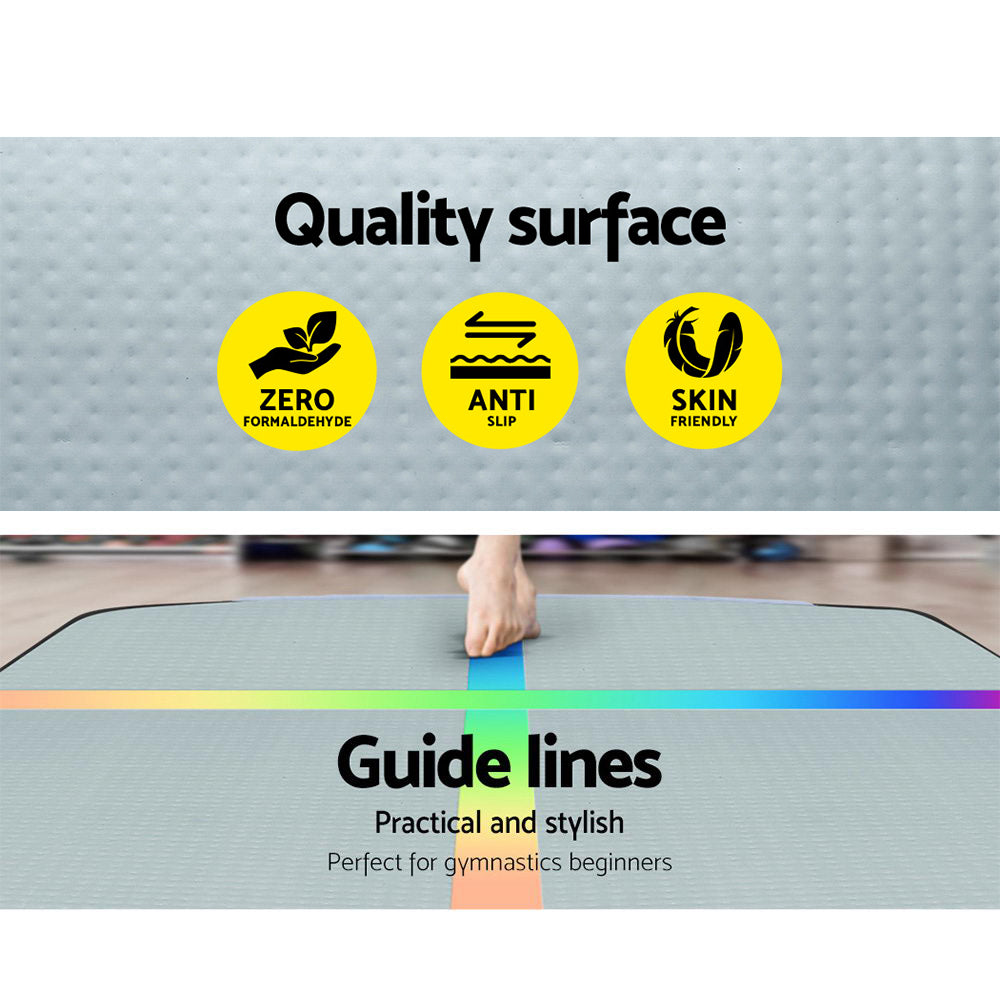 Everfit 5X1M inflatable air track tumbling mat by Hlpmedical for gymnastics and yoga exercises in sports and fitness settings.