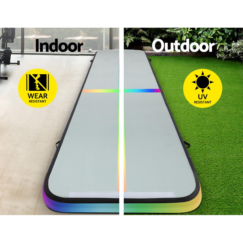 Everfit 5X1M inflatable air track tumbling mat for gymnastics and yoga, designed for indoor exercise and training.