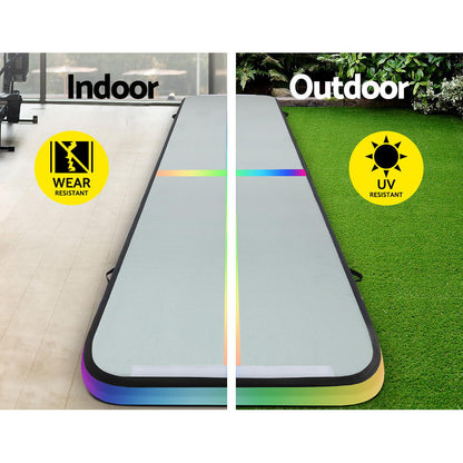 Everfit 5X1M inflatable air track tumbling mat for gymnastics and yoga, designed for indoor exercise and training.
