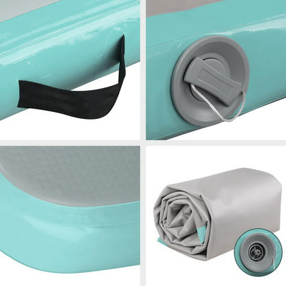 Everfit GoFun 5X1M inflatable air track mat in green for gymnastics and tumbling, designed for home gym use.