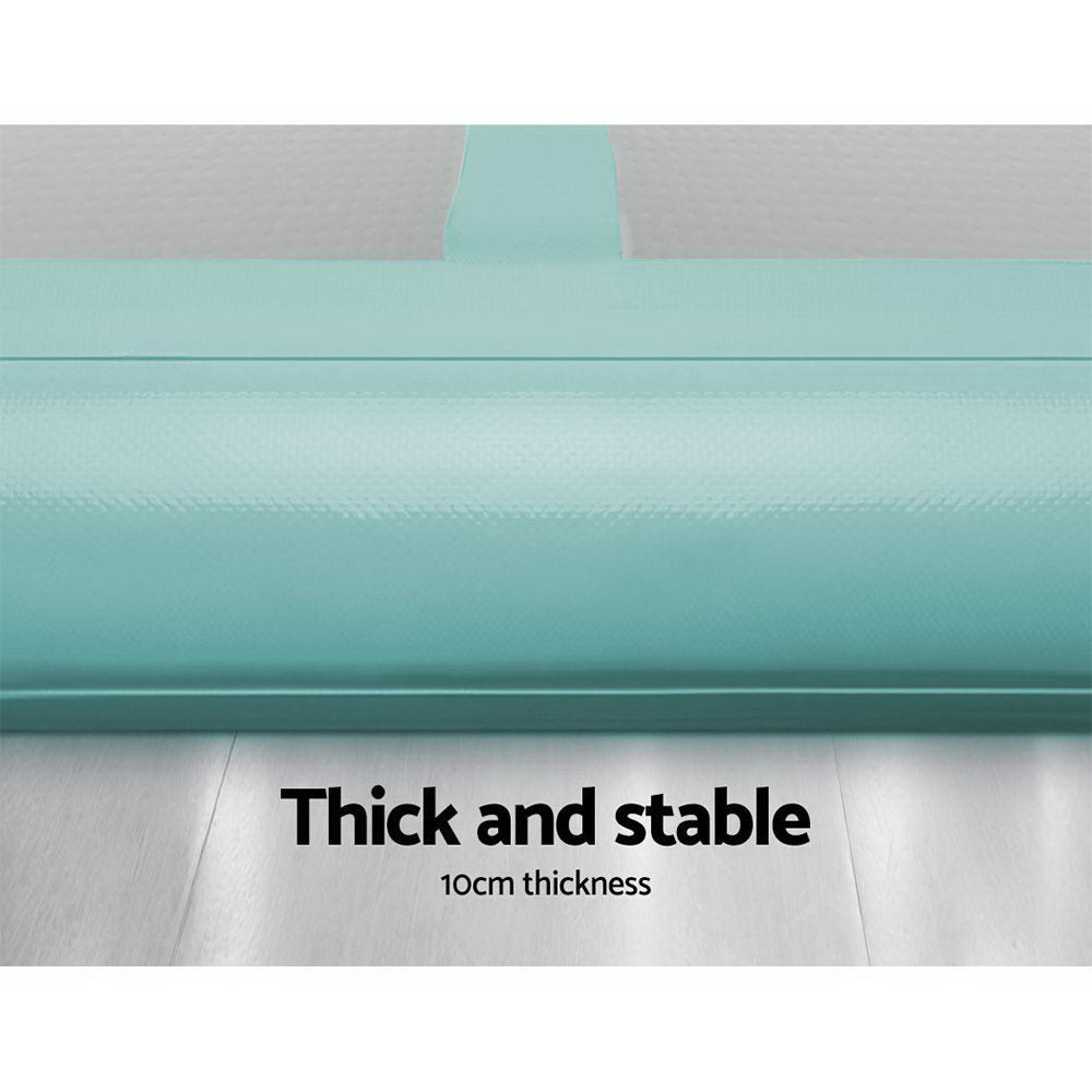 Everfit GoFun 5X1M inflatable air track mat in green for gymnastics and tumbling, designed for home gym exercise and training.