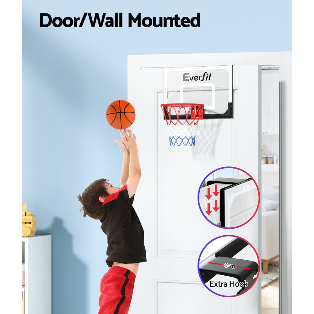 Black 23-inch mini basketball hoop backboard mounted on door for kids, sports and fitness basketball accessory by Hlpmedical