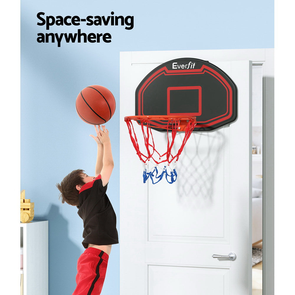 Hlpmedical Everfit 38-inch basketball hoop backboard with door mount, ring, and net for kids and sports activities.