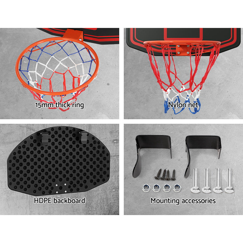 Hlpmedical Everfit 38-inch basketball hoop backboard with door mount, ring, and net for kids' basketball sports activity