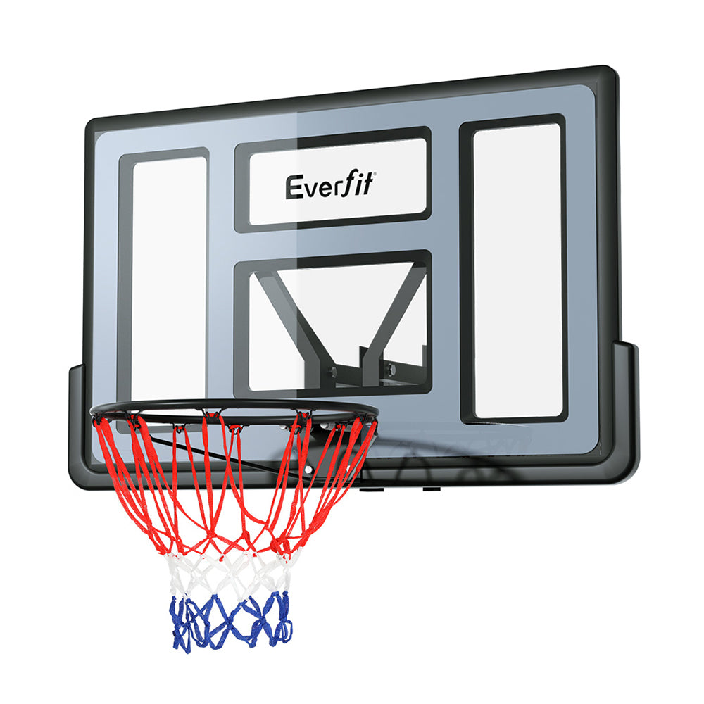 Hlpmedical Everfit 45-inch wall-mounted basketball hoop backboard with ring and net for indoor sports and training.