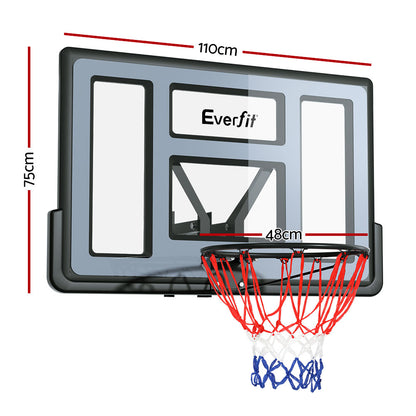 Hlpmedical Everfit 45-inch wall-mounted basketball hoop backboard with ring and net for indoor sports and fitness use.