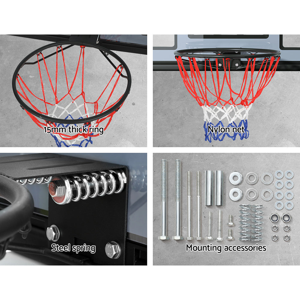Hlpmedical Everfit 45-inch basketball hoop backboard wall mount with ring and net for indoor sports and training.