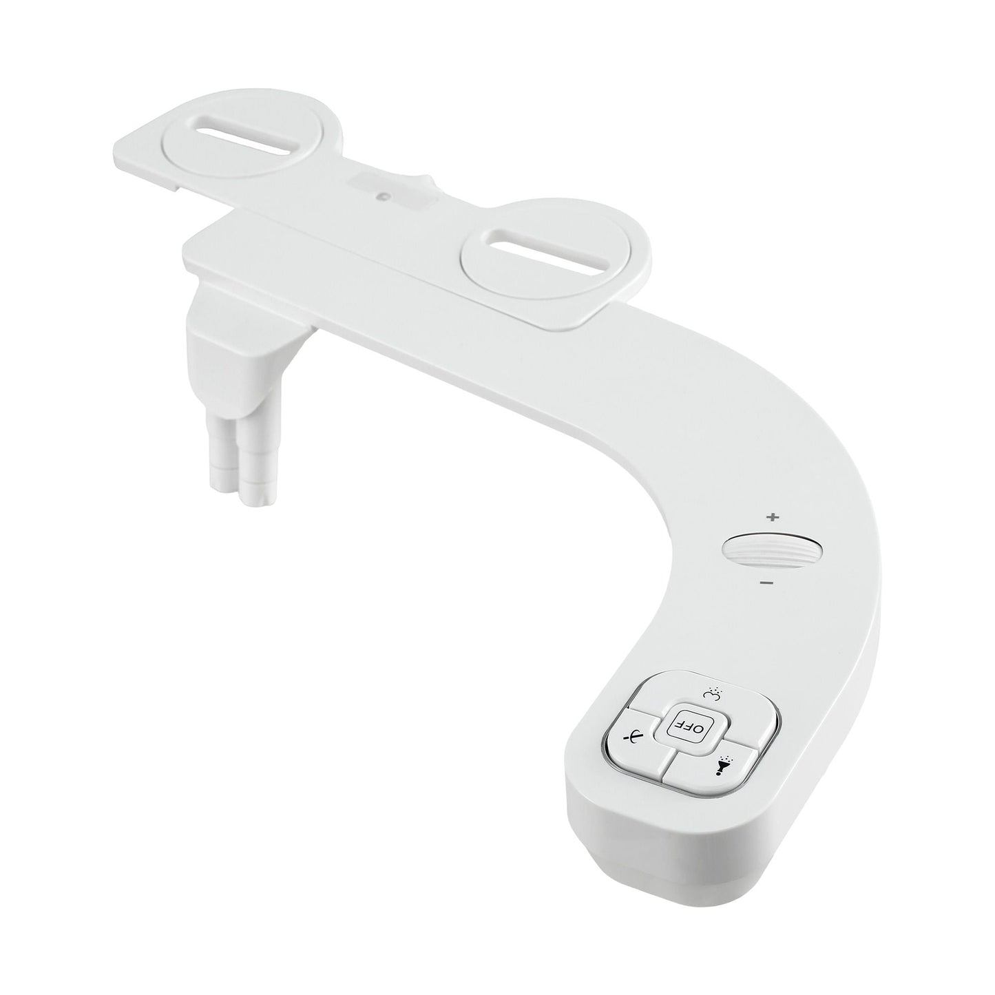 Hlpmedical Cefito ultra-slim bidet attachment with dual nozzles, adjustable water pressure, and cold water feature on white toilet.