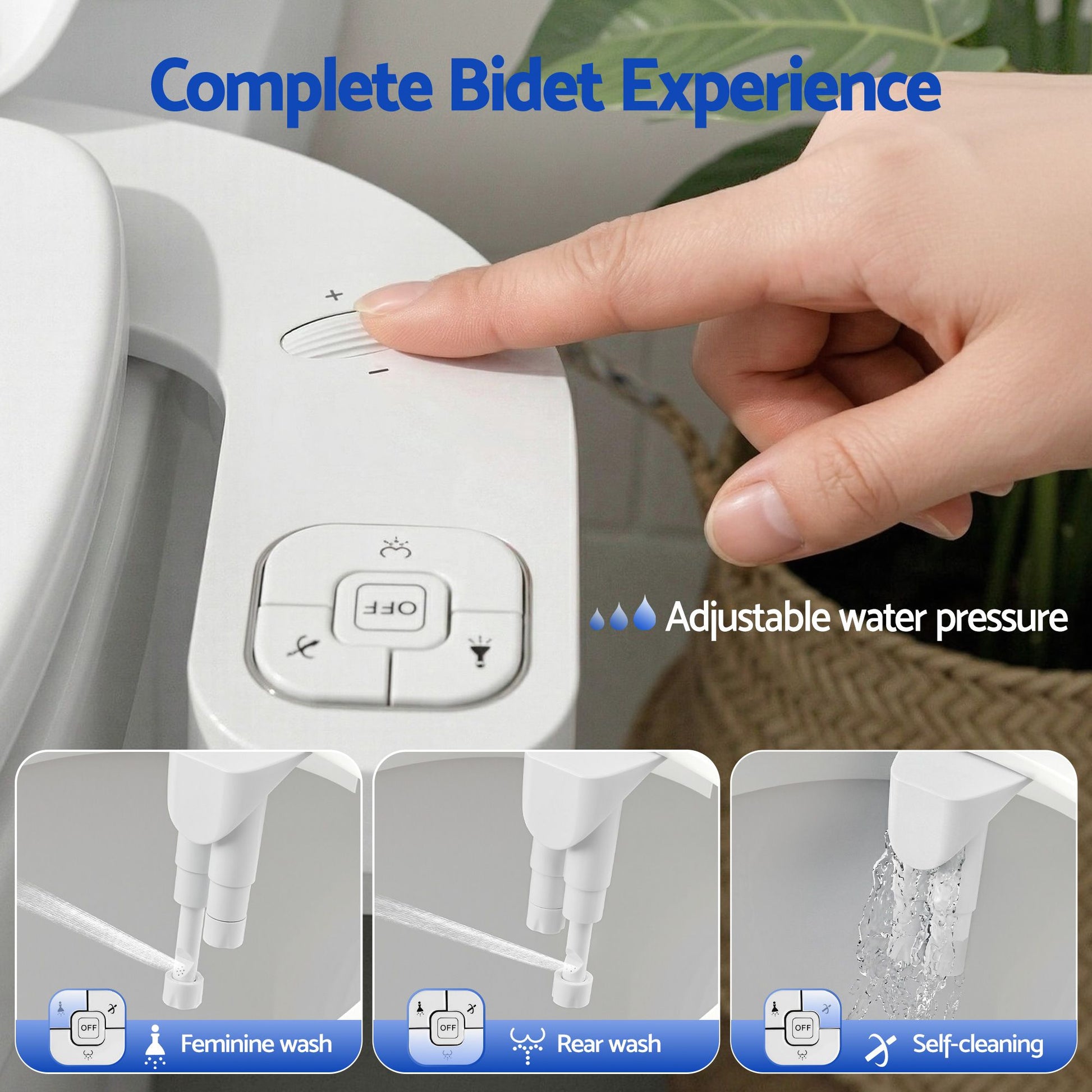 Hlpmedical Cefito ultra-slim bidet attachment with self-cleaning dual nozzles, adjustable water pressure, cold water, for toilet upgrade