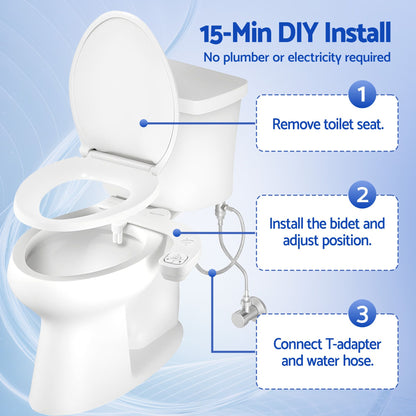 Cefito ultra-slim bidet attachment with detachable design, self-cleaning dual nozzles, adjustable cold water pressure, non-electric.