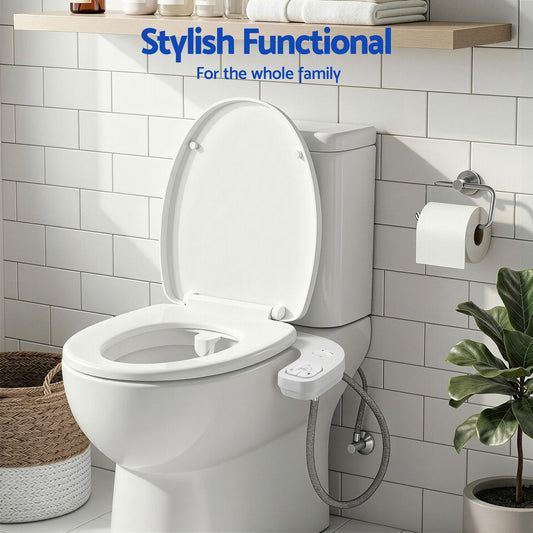 Cefito Ultra-Slim Bidet Attachment Detachable Bidet with Self-Cleaning Dual Nozzle Non-Electric Adjustable Water Pressure, Cold Water Toilet Bide