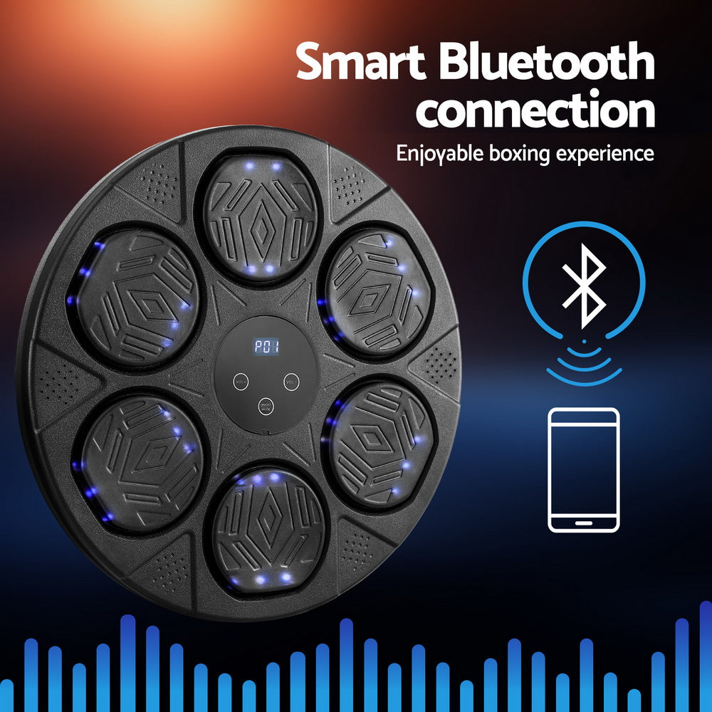 Hlpmedical Everfit Music Boxing Machine Bluetooth wall-mounted punch target with LED display and boxing gloves, designed for fitness training.