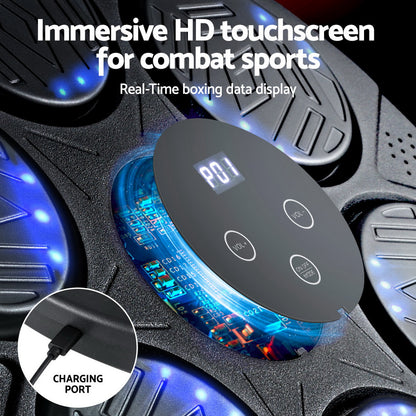 Hlpmedical Everfit Music Boxing Machine with Bluetooth, LED display, wall mount, and boxing gloves for home fitness.