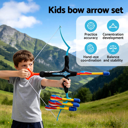 Keezi kids bow and arrow set with six arrows, outdoor sport archery toy for children, colorful and safe activity toy