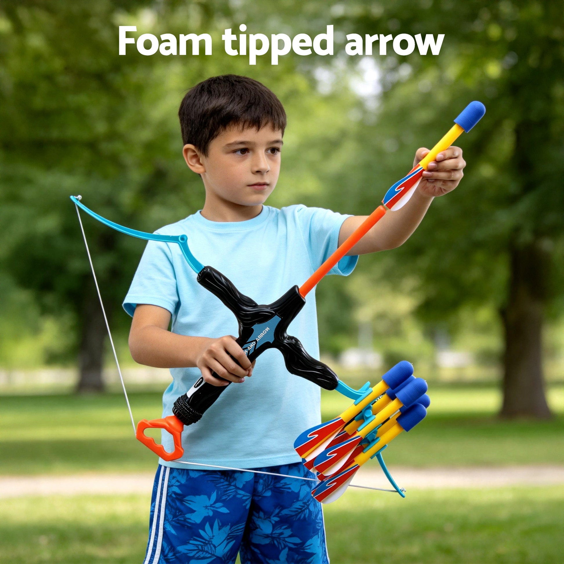Keezi kids bow and arrow set with six colorful arrows, outdoor archery toy for children, perfect for active outdoor play