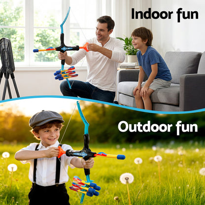 Keezi kids bow and arrow set with 6 arrows, outdoor archery toy for children, suitable for active outdoor play.