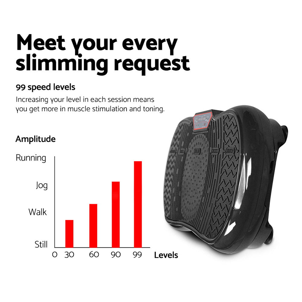 Black Everfit vibration machine platform with resistance rope for home fitness and vibration exercise workouts.