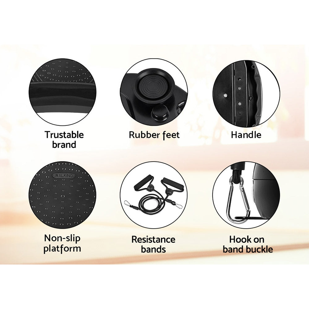 Everfit vibration machine platform with resistance rope, black, for home fitness and vibration exercise routines.