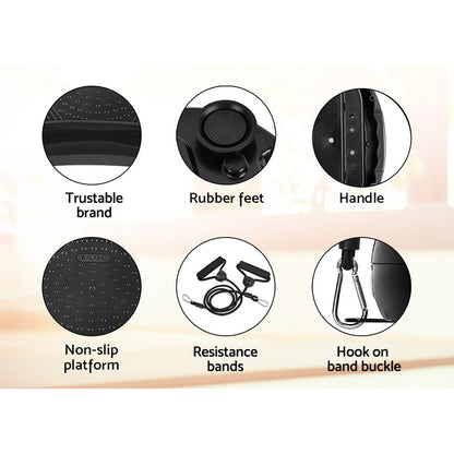 Everfit vibration machine platform with resistance rope, black, for home fitness and vibration exercise routines.