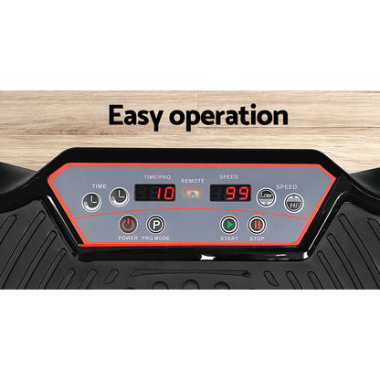 Black Everfit vibration machine platform with resistance rope for home fitness and vibration exercise workouts.
