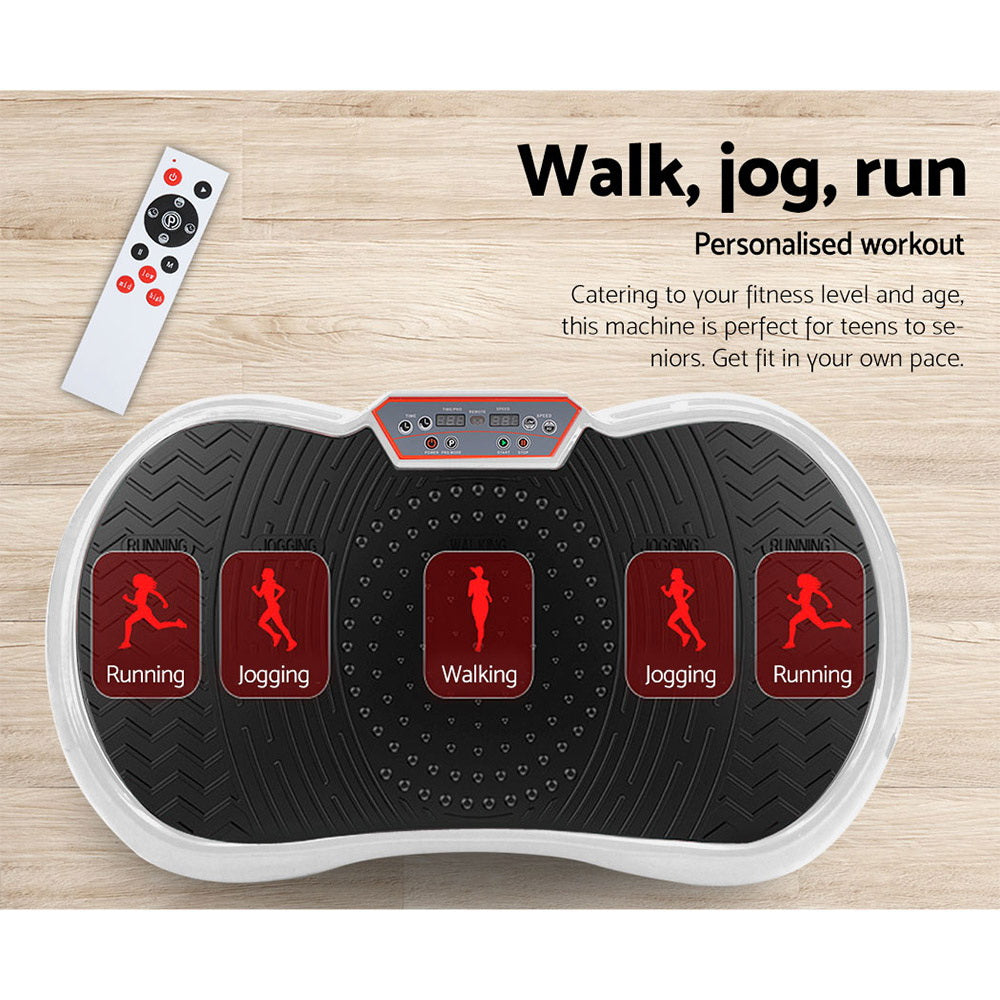 Everfit vibration machine platform with resistance rope, white, suitable for home fitness and vibration exercise routines.