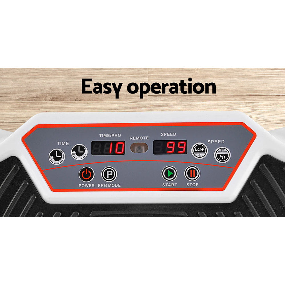 Everfit vibration machine platform with resistance rope, white, for home fitness and vibration exercises, by Hlpmedical.