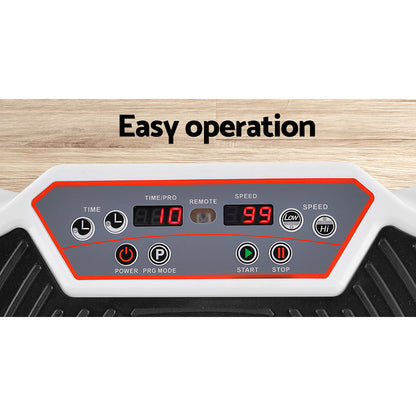 Everfit vibration machine platform with resistance rope, white, for home fitness and vibration exercises, by Hlpmedical.