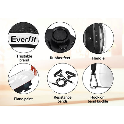 White Everfit vibration machine platform with resistance rope for home fitness and vibration exercise workouts.