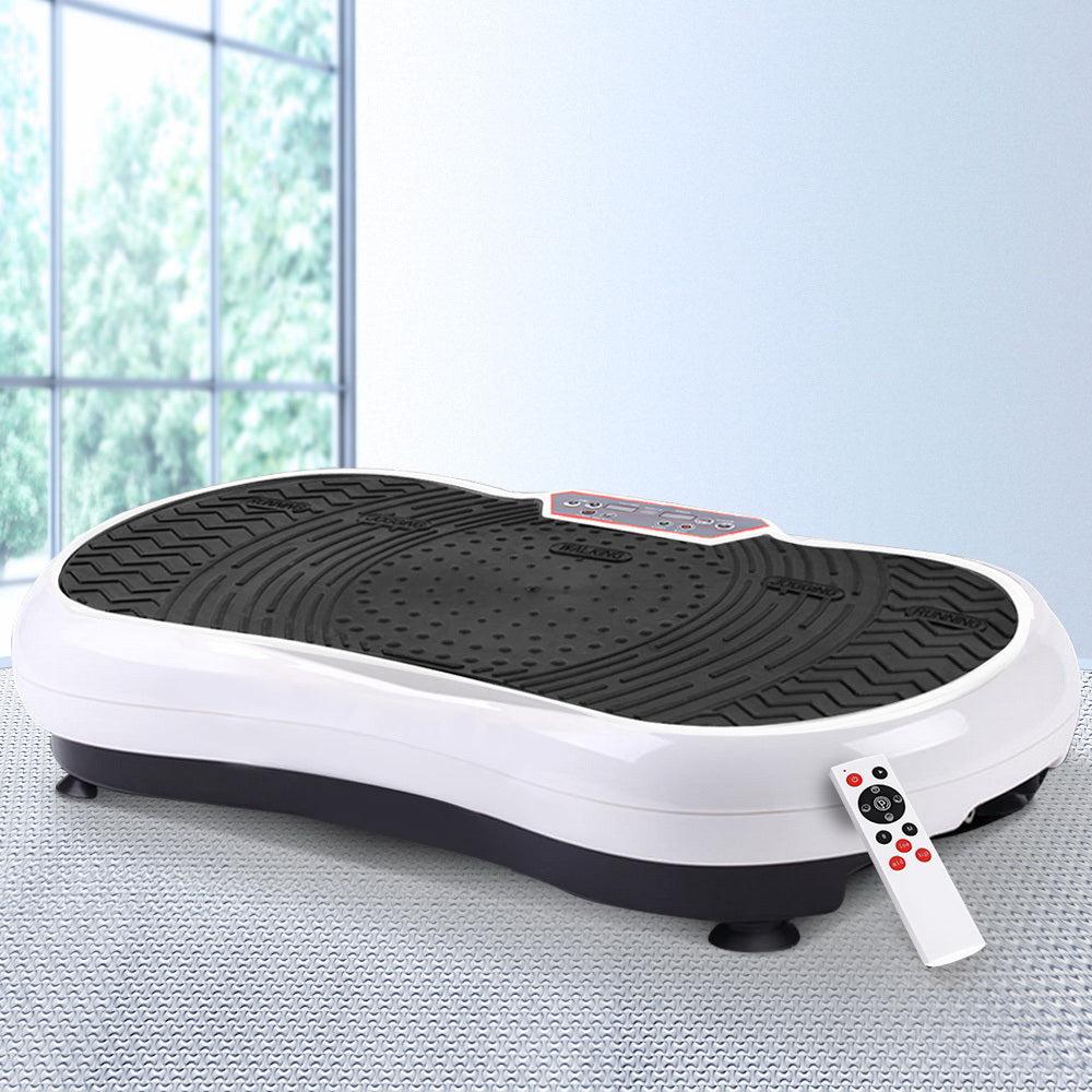 Everfit vibration machine platform with resistance rope, white, for home fitness, part of Hlpmedical's vibration exercise equipment.
