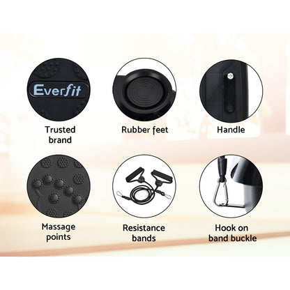 Everfit vibration machine platform with resistance rope, black home gym equipment for vibration exercise and fitness training.