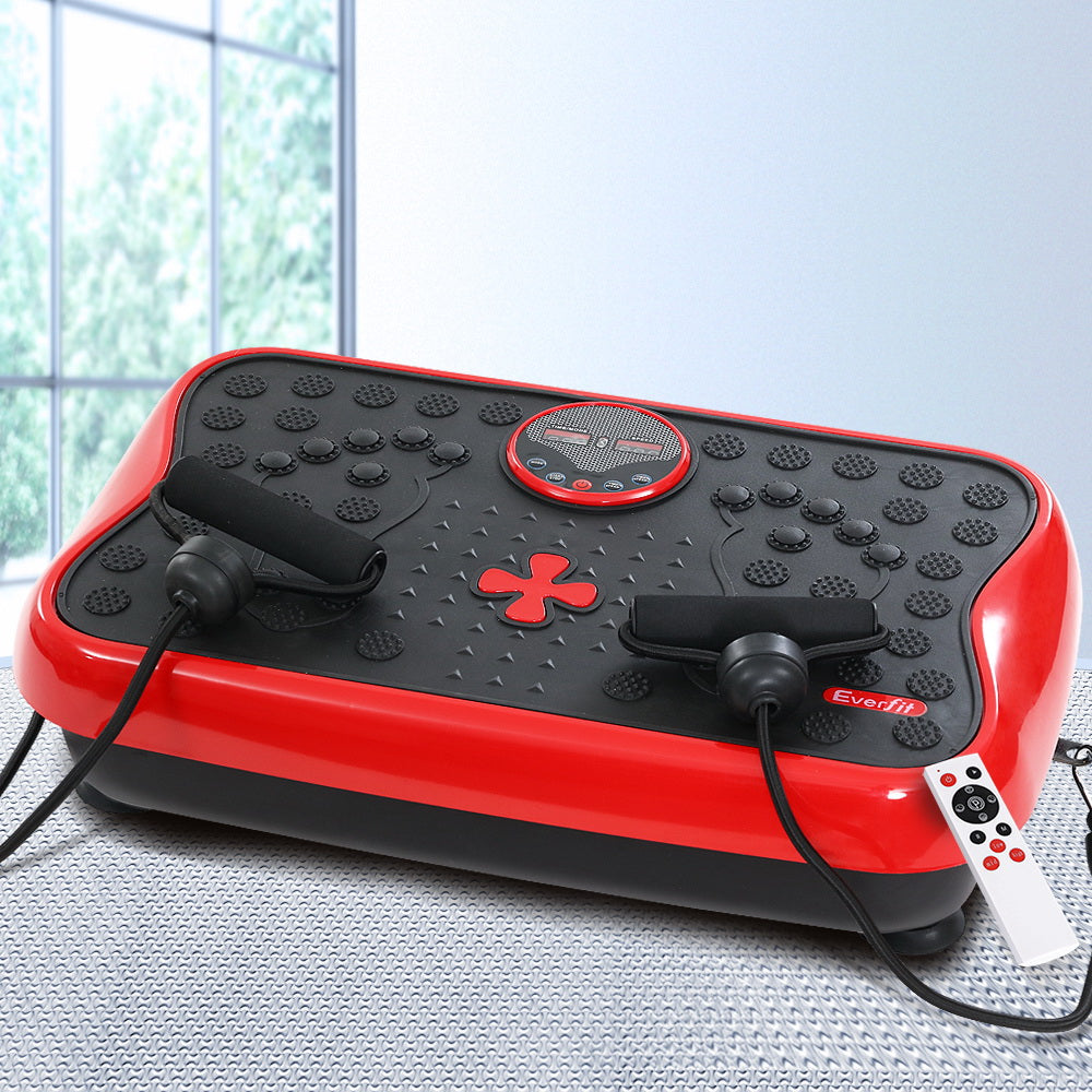 Everfit vibration machine platform with resistance rope, red color, for home gym exercise and fitness workouts.