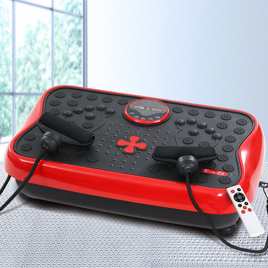 Everfit vibration machine platform with resistance rope, red color, for home gym exercise and fitness workouts.