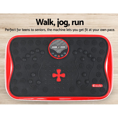 Everfit vibration machine platform with resistance rope in red, compact gym equipment for vibration exercise and fitness routines.