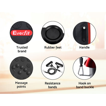 Red Everfit vibration machine platform with resistance rope, suitable for home gym and fitness exercise routines.