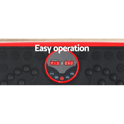 Hlpmedical Everfit vibration machine platform in red with resistance rope for home gym, used for fitness and vibration exercises.