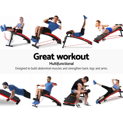 Hlpmedical foldable sit-up and weight bench for home gym use, with padded seat and adjustable backrest for strength training.