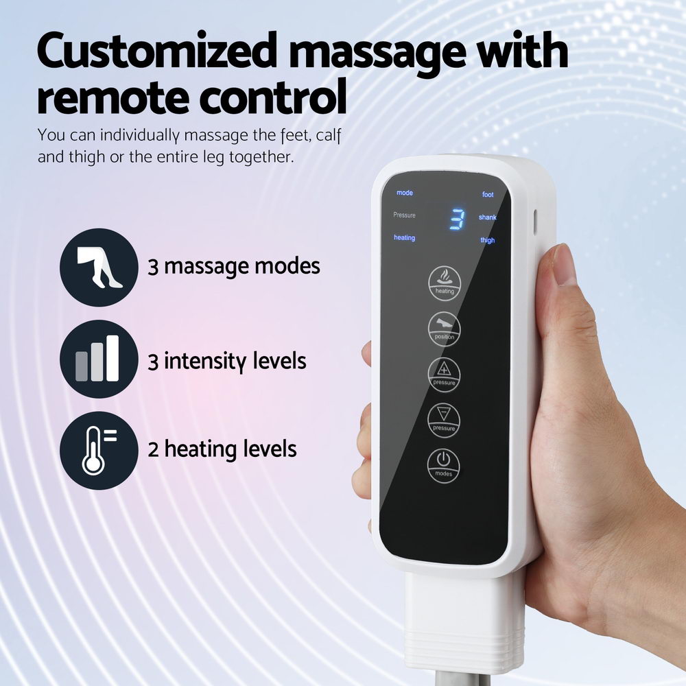 Black Livemor foot and leg massager by Hlpmedical with air compression, three massage modes, and heating for relaxation.