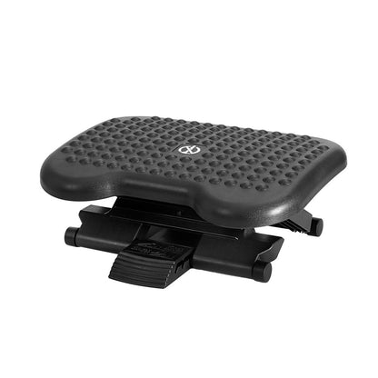 Black Artiss foot rest stool with adjustable angle and massage feature, designed for office under-desk use.