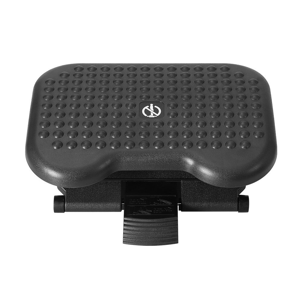 Black Artiss foot rest stool with adjustable angle and massage feature, designed for office under desk comfort and support.