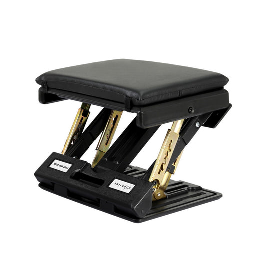 Hlpmedical Artiss black fold footrest stool with massage cushion for office under desk use, metal frame and padded surface.
