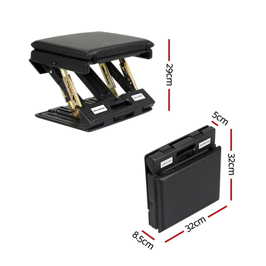 Black Artiss foot rest stool with foldable design and massage cushion, suitable for office under-desk use, by Hlpmedical.
