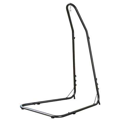 Heavy-duty black steel hammock chair stand by Gardeon, designed for outdoor furniture and bar stool setups.