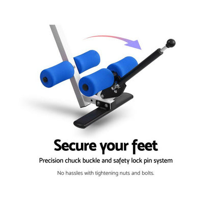 Blue Everfit inversion table for back stretching and exercise by Hlpmedical, designed for home gym use and fitness routines.