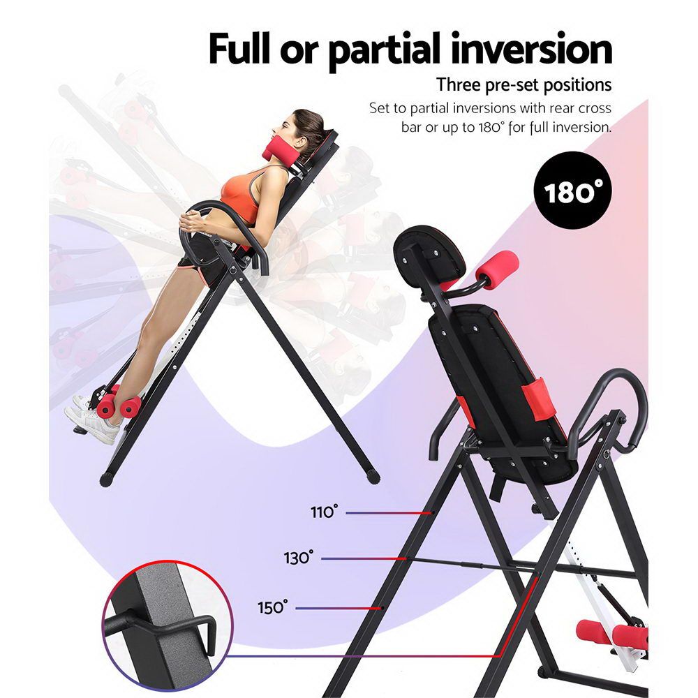 Everfit inversion table for back stretching and gravity exercises, black, designed for home gym fitness and inversion therapy.