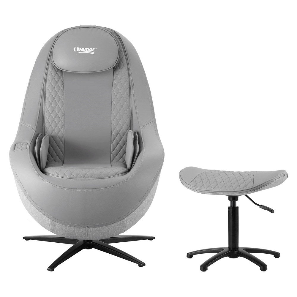 Hlpmedical Livemor massage chair in grey with electric recline and 3D roller massage, designed for home comfort and relaxation.