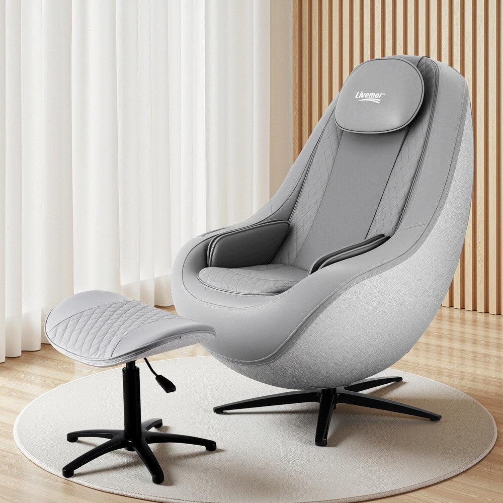 Hlpmedical Livemor massage chair electric recliner with 3D roller massage in gray fabric, designed for home relaxation.