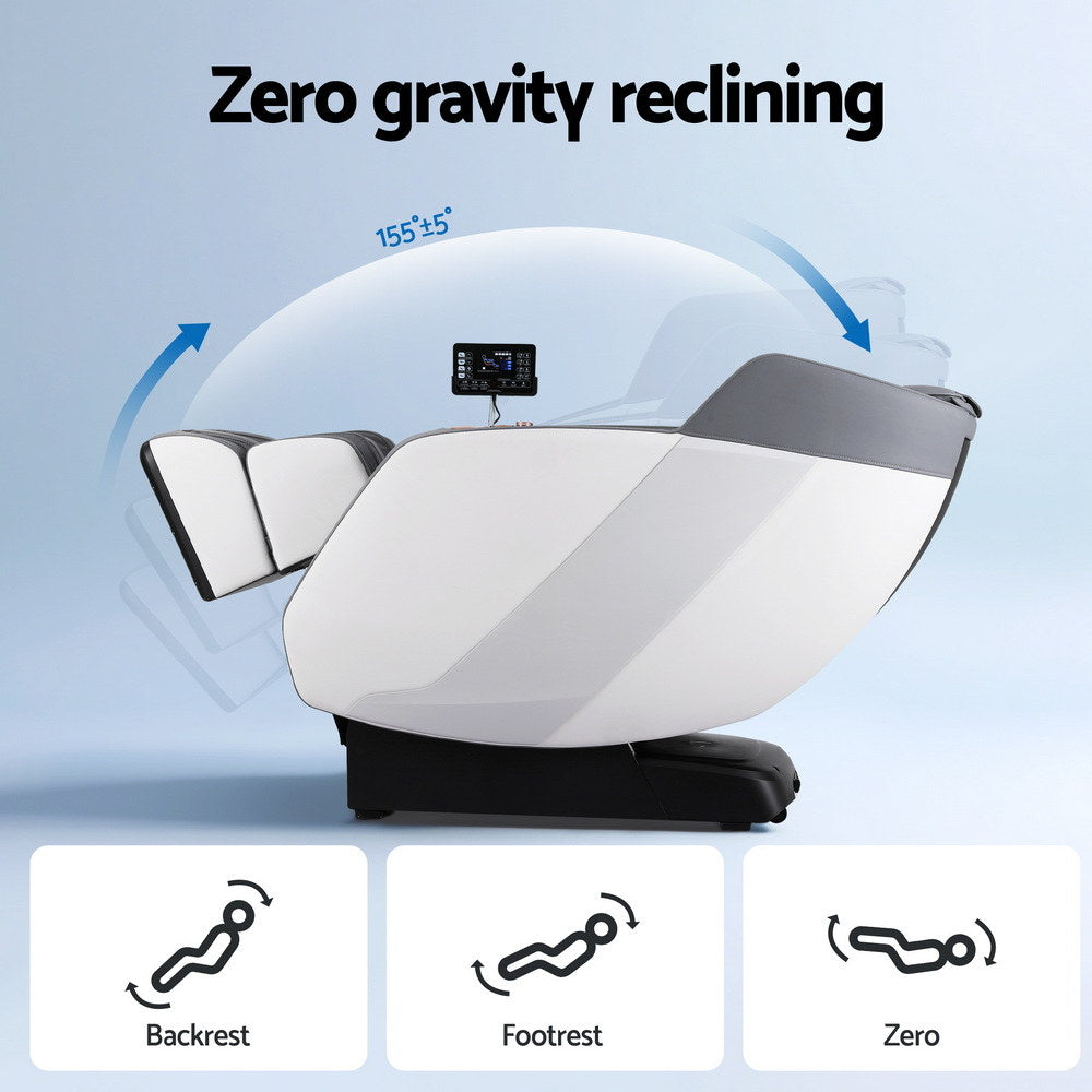 Hlpmedical Livemor massage chair in white with electric recliner and double core mechanism, designed for relaxation and comfort.