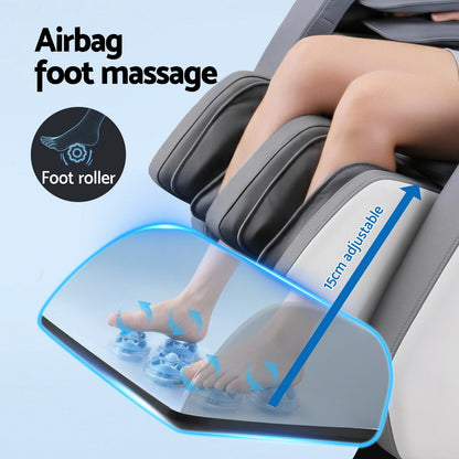 Hlpmedical Livemor massage chair in white with electric recliner and double core mechanism, designed for comfort and relaxation.